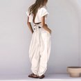 thumbnail image 4 of Wlynlyn Womens 2 Piece Outfits Backless Lace up Cap Sleeve Top High Waisted Baggy Trousers Tracksuits Set, 4 of 8
