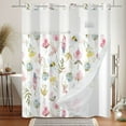 thumbnail image 2 of Mizhona Spring Pink Floral No Hooks Shower Curtains with Snap in Liner Watercolor Plants Bee Hookless Fabric Bathroom Curtain,71"× 74", 2 of 5