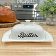 thumbnail image 2 of AuldHome Design Farmhouse White Butter Dish, Vintage Style Enamelware Butter Dish w/ Cover, 2 of 9