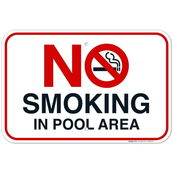 Pool Sign, No Smoking in Pool Area Sign,