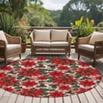 thumbnail image 4 of Round Rugs 8Ft, Red Floral Christmas Round Area Rug Washable Indoor Throw Carpet, Xmas Floral Botanical Rustic Large Non Slip Circle Rug for Kids Room RV Home Decor Aesthetic, 4 of 8