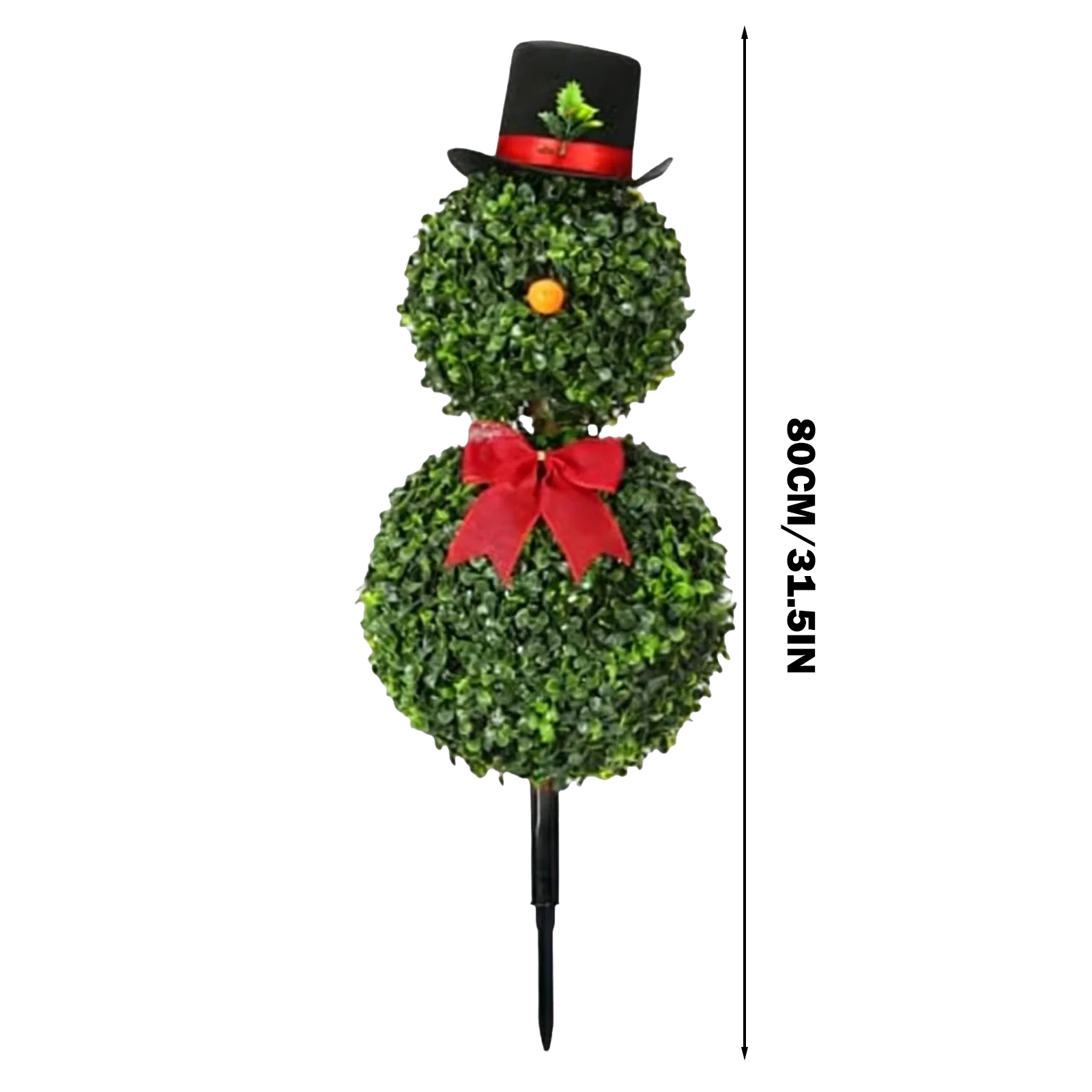 CY5O5ee Christmas Snowman Topiary Trees 31.5'' Boxwood Topiaries with Red Bow Tie Santa Hat 3D Yard Signs with Stakes for Christmas Indoor Outdoor Home Garden Porch Decor