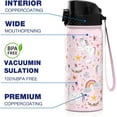thumbnail image 6 of Kids Water Bottle (Straw Lid) - 18 Oz Stainless Steel Travel Bottle, Double Wall Vacuum Leak Proof Kids Cup for School Boys Girls,Unicorn Fields, 6 of 6