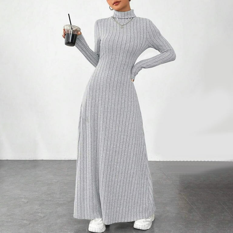 strapless open back dress Cielo Mock Neck Long Sleeve Ribbed Mid Dress main image 1