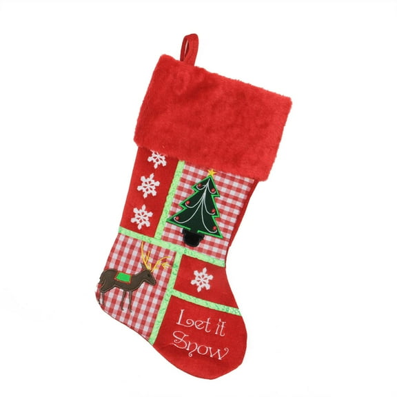 18.5" Christmas Cheers Holiday Patches "Let It Snow" Christmas Stocking