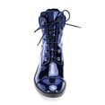 thumbnail image 4 of YDN Women Graceful Round Closed Toe Ankle Boots Suede Chunky Block Low Heels Lace Up Shorts Boots Office Winter Shoes Size 13 Blue Patent, 4 of 4