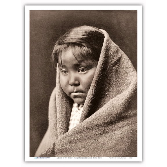 A Child of the Desert - Navajo Tribe - The North American Indians - Vintage B&W Historical Photograph by Edward S. Curtis c.1904 - Master Art Print (Unframed) 9in x 12in