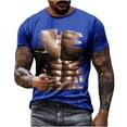thumbnail image 2 of ALLLIST Cute Summer Tops for Men Crew Neck Short Sleeve Blue Muscle T-Shirts Graphic Loose Printed Gift Polo T Shirts for Men, 2 of 6