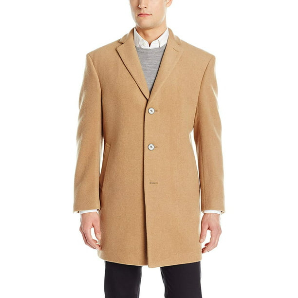 Calvin Klein Men's Modern Fit Wool Blend Overcoat Jacket (52 Regular, Camel)  