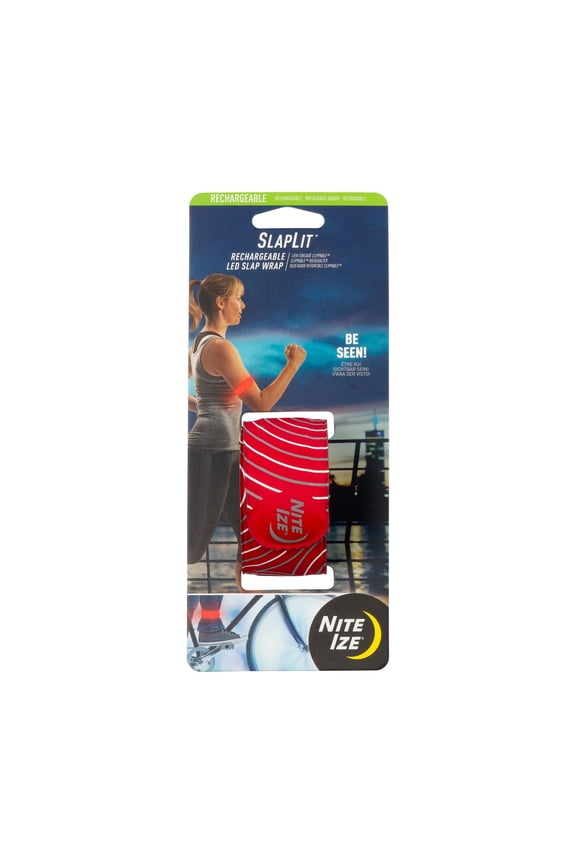 SlapLit Rechargeable LED Slap Wrap, Light Up Bracelet or Anklet for Nighttime Visibility, Red with Red LED