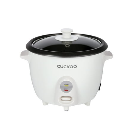CUCKOO One Touch Rice Cooker 6-Cup (Uncooked) / 12-Cup (Cooked), Small Rice Cooker & Warmer with Steamer Tray, Versatile Grain Cooker, Soup Maker, Auto Keep Warm, White (CR-0601C)