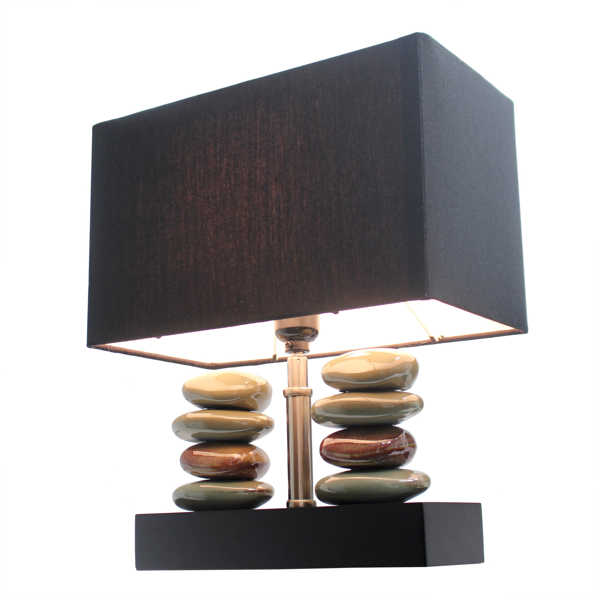 Elegant Designs Rectangular Dual Stacked Stone Ceramic Table Lamp with