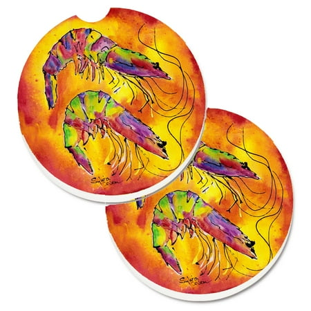 

Carolines Treasures 8378CARC Bright Shrimp on Red Set of 2 Cup Holder Car Coasters Large multicolor