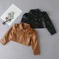 thumbnail image 6 of Esaierr Kids Baby Girls Spring Fall Leather Jacket Coat Toddler Motorcycle Faux Leather Jackets Coat Winter Outwear Short Fashion Casual PU Leather，Size 1-7Y, 6 of 9
