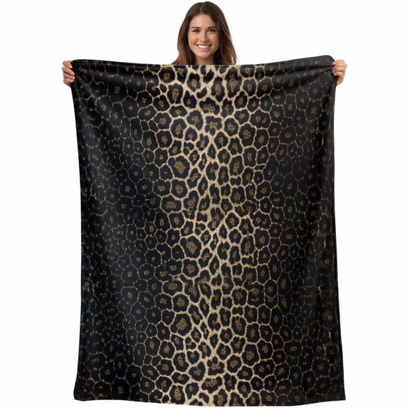 Leopard Print Blanket Soft Cozy Warm Throw Blanket for Couch, Plush Fuzzy Flannel Fleece Blankets for Sofa, Chic Abstract Black Brown Animals Texture Bed Blankets Lightweight Gifts for Women, 40"x50"
