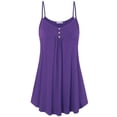 thumbnail image 2 of Amzcrzy Robe d'Été pour Femme Grande Taille, Couleur Unie, Col en V, Sans Manches, Robe Soleil à Bretelles Spaghetti, Décontractée, Plage, Mini Robe Soleil Fluide, Robe Portefeuille, P-5TG, 2 of 3