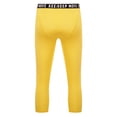 thumbnail image 4 of Raenseen Men's 3/4 Compression Pants Stretchy Workout Running Athletic Leggings Base Layer Sports Tights Yellow S, 4 of 7