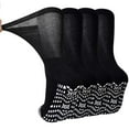 thumbnail image 4 of AMITOFO Non-Binding Diabetic Socks for Men and Women, 4 Pairs Loose Fit Cotton Crew Socks with Anti-Slip Grips,Comfort and Safe Gripper Socks for Elderly,Black, 4 of 9