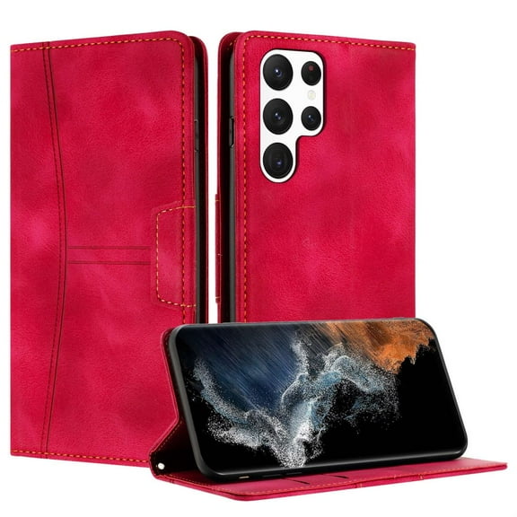 Haobuy Wallet Case for Samsung Galaxy S24 Ultra S24 Plus S24 Leather Shockproof Flip Kickstand Fashion Case for Women Men