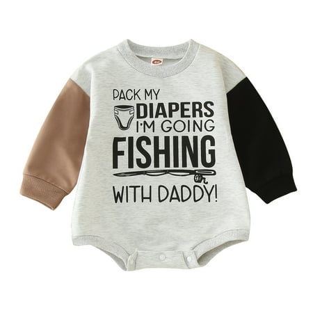 

YWLINK Toddler Kids Boy Girl Romper Crewneck Color Block Long Sleeve Letter Prints Sweatshirt Bodysuit Jumpsuit Fall Winter Outfit