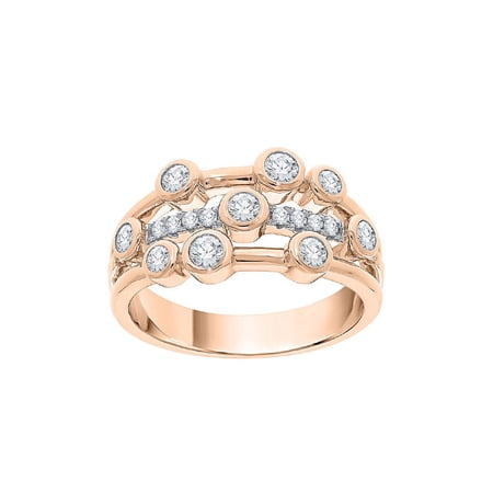 Diamond Fashion Ring in 14K Rose Gold (1/2 cttw) (I-Color SI3-I1 Clarity) (Size-10.5)