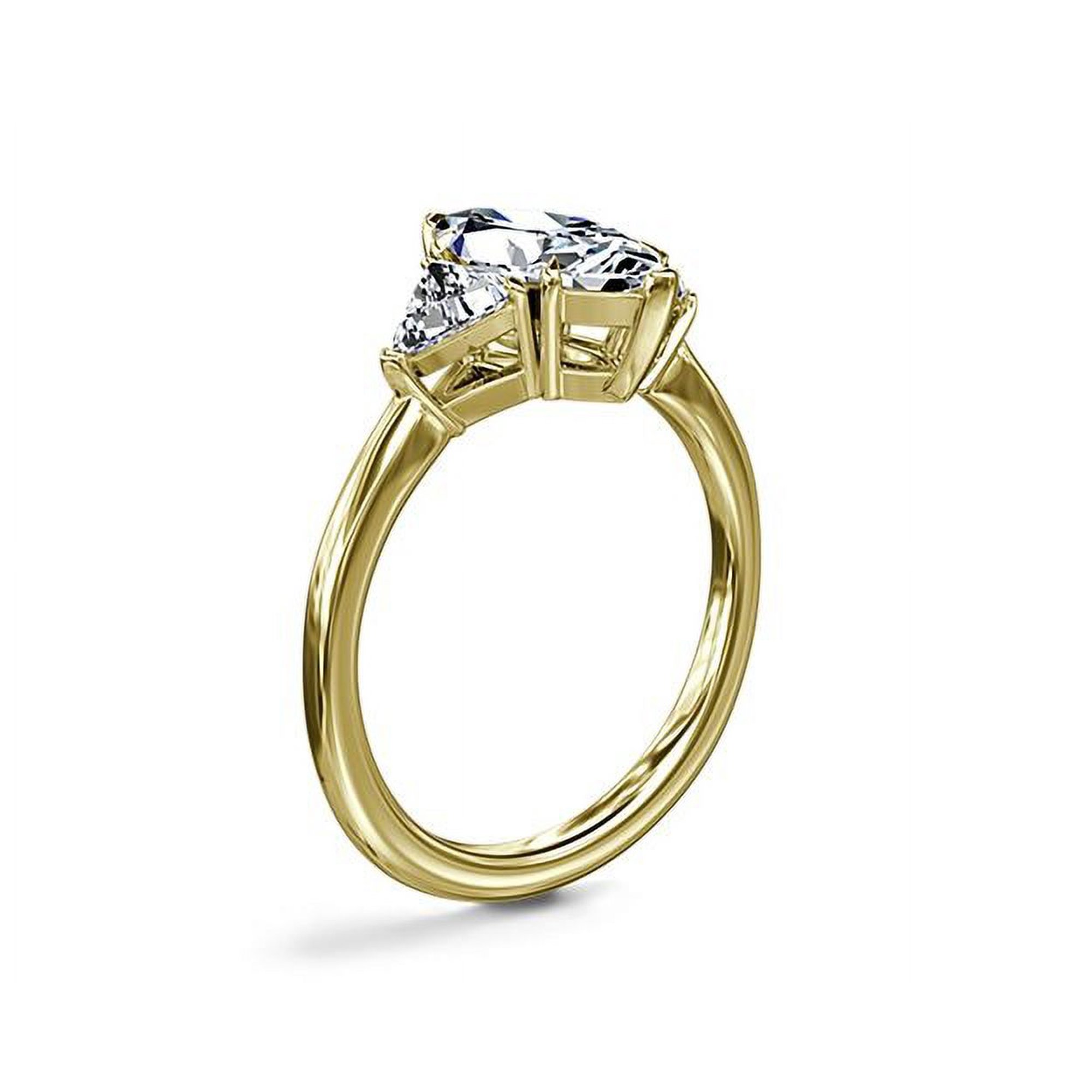 Bague De Fiançailles 3 Pierres Moissanite Taille Asscher 5.27 Ct - Or Blanc Plaqué