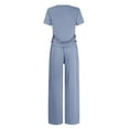 thumbnail image 4 of fheaev Summer 2 Piece Outfit for Women Ruched Short Sleeve Crewneck Tops Wide Leg Pants with Pockets Casual Tracksuit Sets, 4 of 7