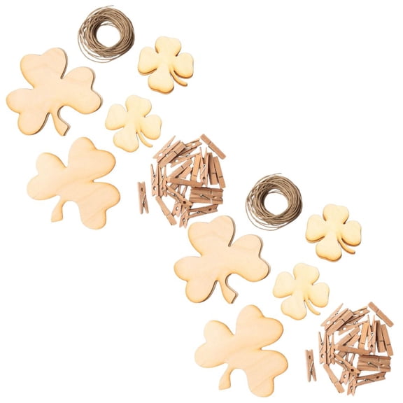 Unfinished Wood Assorted Shamrock Garland Kits (2 Sets) - for St. Patrick's Day - Factory Direct Craft