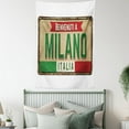 thumbnail image 4 of Italy Tapestry, Grunge Art Rustic Sign Written Welcome to Milan Phrase in Italian Language, Wall Hanging for Bedroom Living Room Dorm Decor, 60W X 80L Inches, White and Multicolor, by Ambesonne, 4 of 5