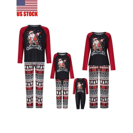 

Sunisery Christmas Family Matching Pajamas Sets Dad Mom Kid Baby Santa Claus Print Sleepwear Loungewear
