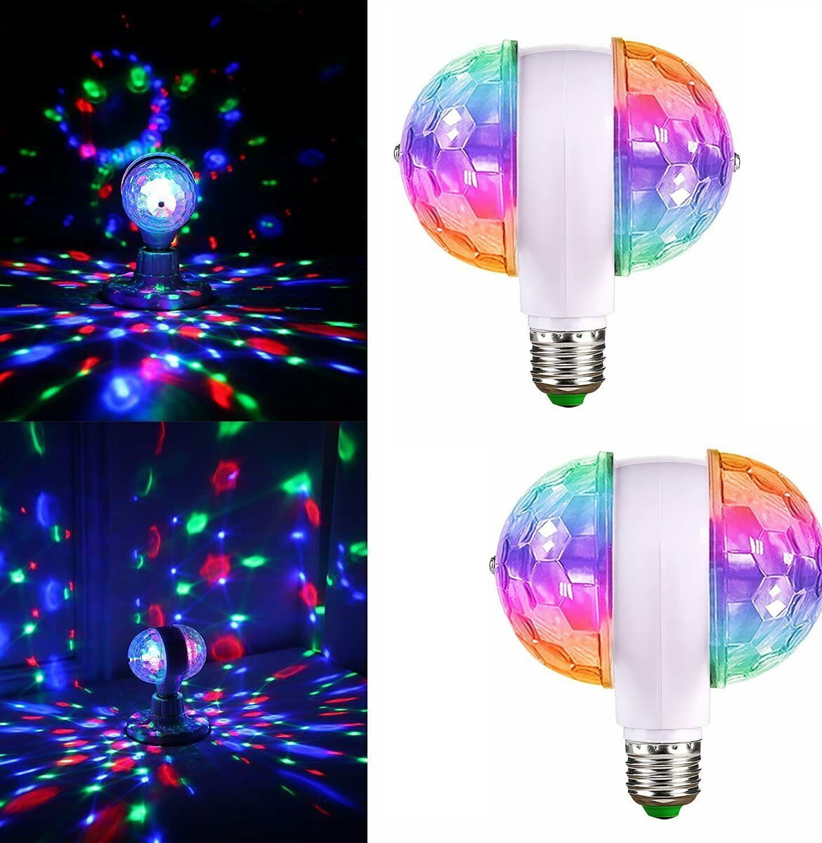E27 Disco Light Bulb Rotating RGB Party Light Lamp LED Strobe Bulb