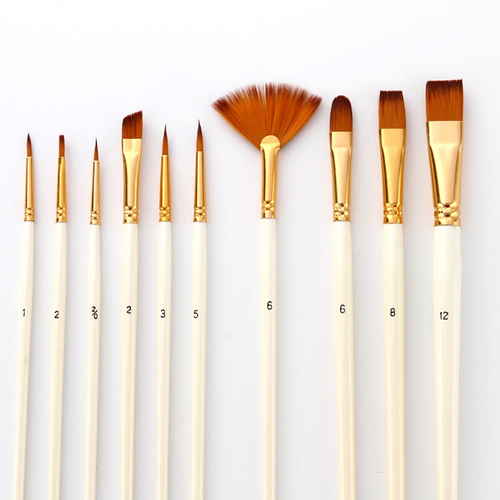 10pcs Paint Brushes Set Kit Multiple Mediums Brushes with