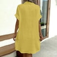 thumbnail image 6 of Jzuxvd Cotton Linen Dresses for Women 2024 Short Sleeve Casual Midi Dress Flowy Gauze Shift Dress Vacation Beach Dress Spring Summer Yellow XL, 6 of 6