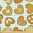thumbnail image 2 of Ambesonne Christmas Fabric by the Yard Upholstery, Heart Shaped Gingerbread, 5 Yards, Dark Orange Amber White, 2 of 5