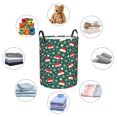 thumbnail image 4 of Balery Santa Hat Joy Green Festive Cesta de ropa redonda con asas, impermeable, independiente, para ropa, juguetes, dormitorio y familia-Medium, 4 of 6