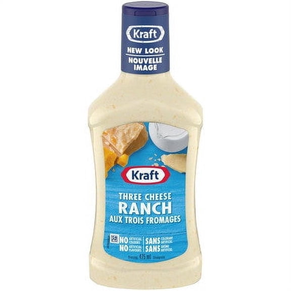 Kraft Three Cheese Ranch Salad Dressing, 475mL/16 fl. oz., Bottle, {Imported from Canada}