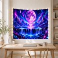 thumbnail image 5 of Magenta Moon Above a Cosmic Waterfall, Dreamy Fantasy for Space Lovers, Galaxy Landscape Wall Art, Housewarming Gift, Tapestry Wall Hanging for Bedroom, Living Room and Gaming Room, 5 of 7
