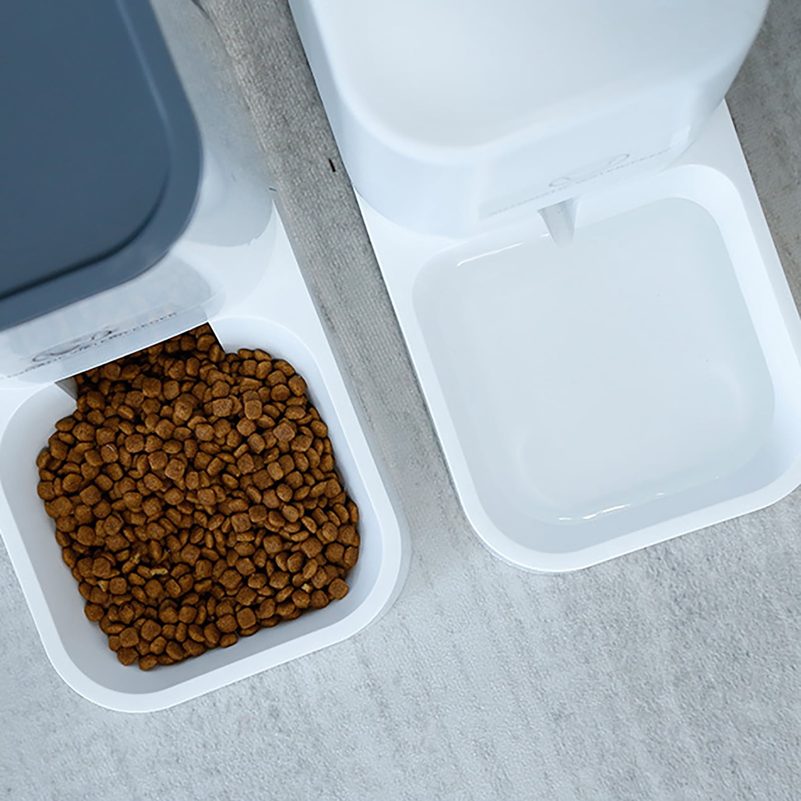Pet Daily Kit Pets Automatic Feeder and Waterer Set, Dogs Cats Food Feeder and Water Dispenser 3.8L, 2 in 1 Cat Food Water Dispensers for Small Medium Big Pets Convenient, White