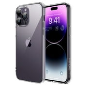 Tsuinz for iPhone 14 Pro Phone Case with Screen Protector Built-in Tempered Glass Camera Lens Protector Soft Cover, Clear