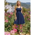 thumbnail image 2 of Vestido Belle Poque vintage sin mangas en forma de A Swing, azul marino, 2 of 7