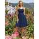 thumbnail image 2 of Vestido Belle Poque vintage sin mangas en forma de A Swing, azul marino, 2 of 7