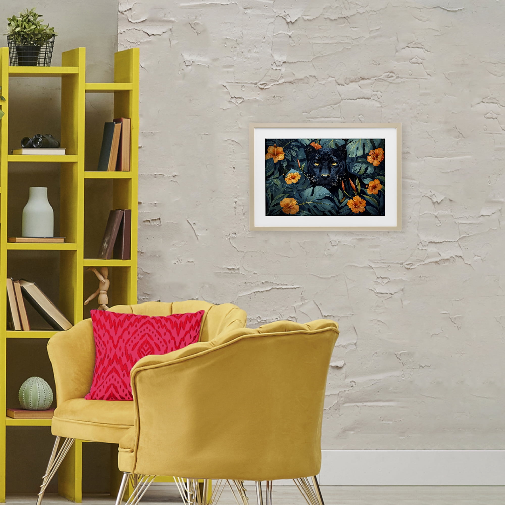 Stupell Industries Hiding Panther's Paradise Birch Framed Print Under Glass, design by Ray Powers