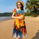 thumbnail image 4 of Easygdp Colorful Paint Print para Vestido Transpirable de Mujer, Vestido Suelto de Manga Corta con Pliegues y Bolsillos para el Verano, 4 of 6