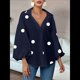 thumbnail image 5 of Blusa Holgada de Larga con Cuello Semiabierto y Lunares Franceses para Mujer Azul Marino XXL, 5 of 10