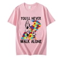 thumbnail image 2 of You‘ll Never Walk Alone Letter Puzzle Piece T-shirt Kids Women Graphic Tee Kindness Shirt Aesthetic Summer Autism Awareness Tops, 2 of 7