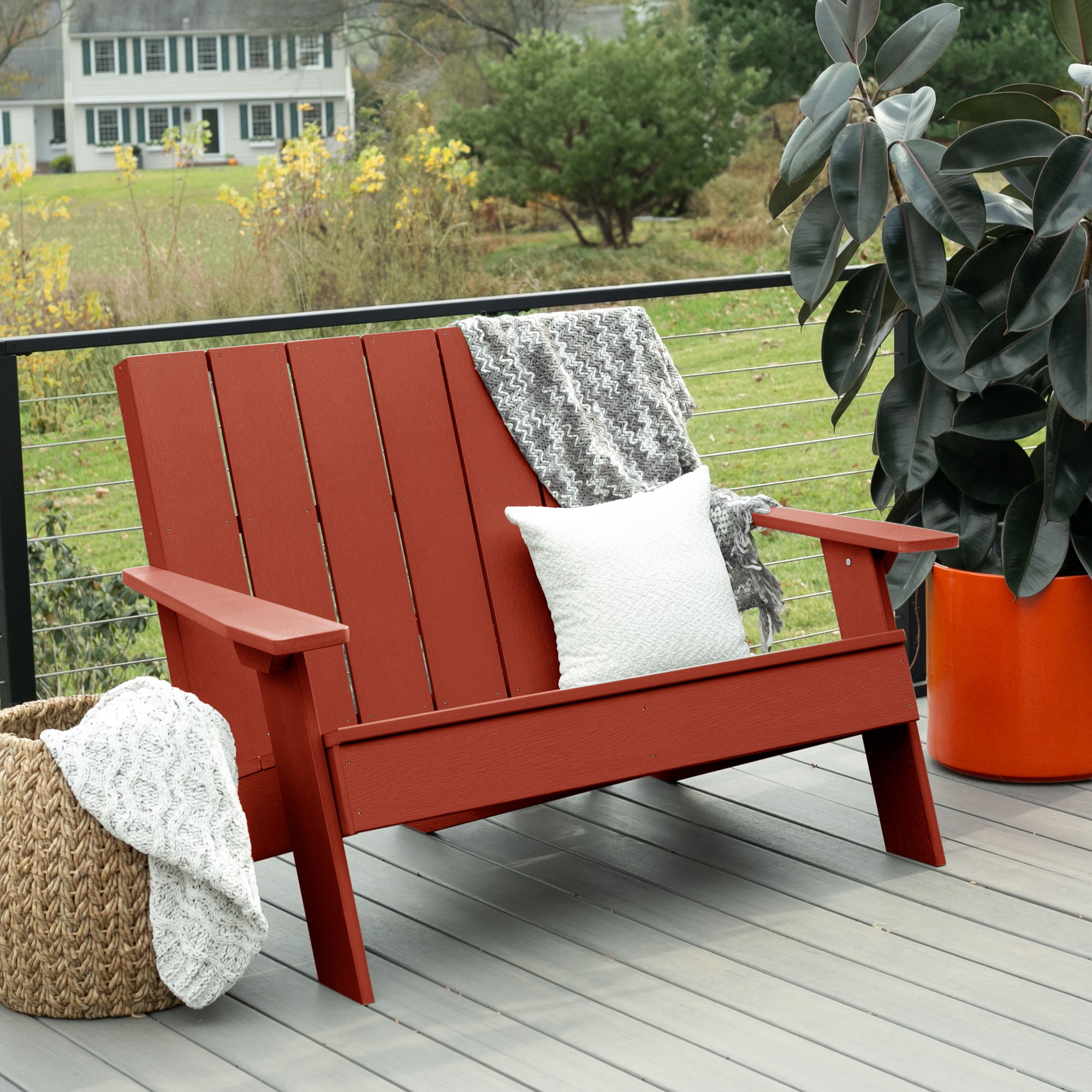 Highwood Double Wide Modern Adirondack Chair - Outdoor, Eco-friendly, Synthetic Wood