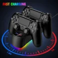 thumbnail image 2 of 2 Pack Controllers with Charging Dock Station for PS4 Controller, Wireless Controller Compatible with PS4/Pro/Slim Consoles, with LED Charging Dock, Black, 2 of 7