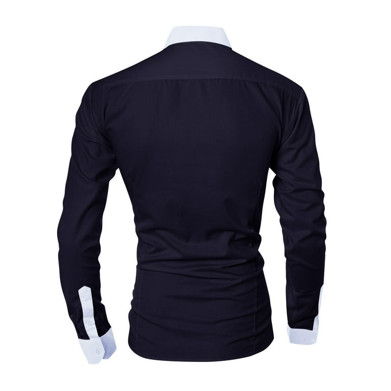 lkfuzj Men's Casual Fashion Loose Plus Size Combination Plaid Long Sleeved  Shirt Mens Flattering Fit Fit Dress Shirts Soft Tops For Men Black