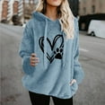 thumbnail image 2 of Womens Fleece Hoodies Cute Heart Dog Claw Printed Sweatshirts Long Sleeve Sherpa Crewneck Velvet Hoodie Winter Warm Pullover Outwears with Pockets, 2 of 6