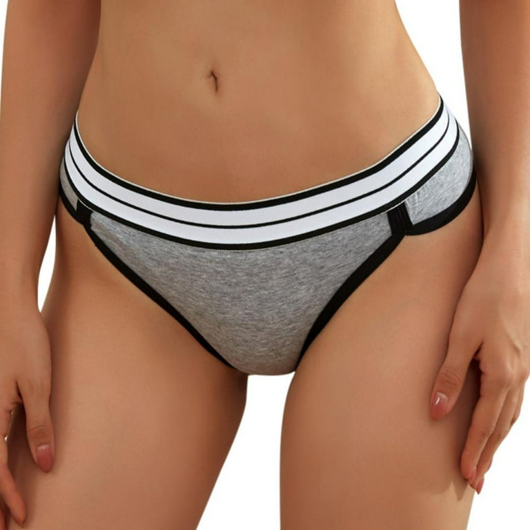 3-Pack Women Widen Elastic Waistband Thong T-back Striped Panties Briefs  Low-Rise Panty Ladies Intimates